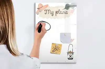 Pizarra magnética decorativa con rotulador modelo Mis planes