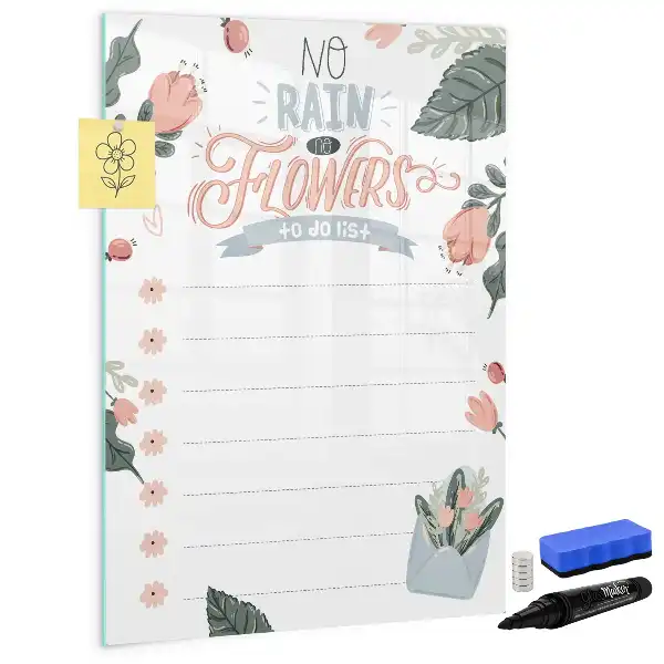 Pizarra magnética de cristal borrable lista de notas decorativa