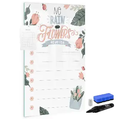Pizarra magnética de cristal borrable lista de notas decorativa