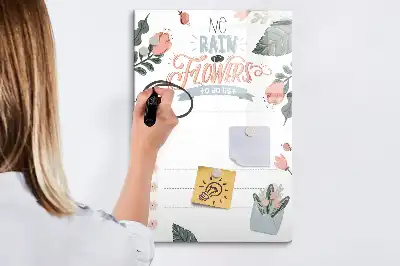 Pizarra magnética de cristal borrable lista de notas decorativa