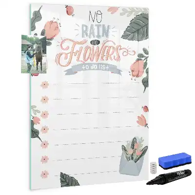 Pizarra magnética de cristal borrable lista de notas decorativa