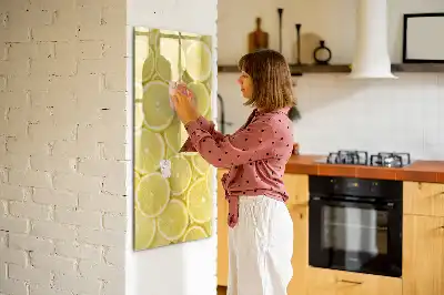 Pizarra magnética de cristal diseño con rodajas de limón