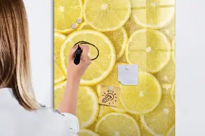 Pizarra magnética de cristal diseño con rodajas de limón