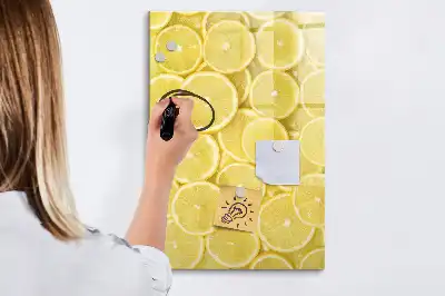 Pizarra magnética de cristal diseño con rodajas de limón