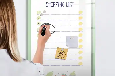 Pizarra magnética decorativa diseño lista de la compra con rotulador