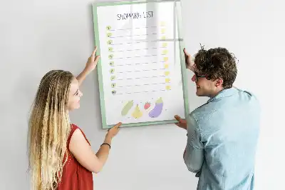 Pizarra magnética decorativa diseño lista de la compra con rotulador