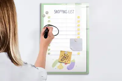 Pizarra magnética decorativa diseño lista de la compra con rotulador
