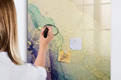 Pizarra magnética borrable de cristal de diseño mármol colorido