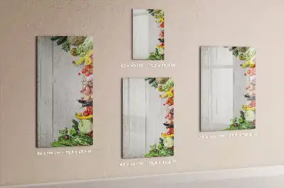 Pizarra magnética de cristal borrable con diseño de verduras sobre madera