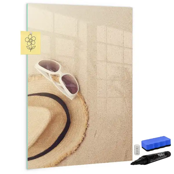 Pizarra magnética de cristal borrable de sobremesa con base de madera
