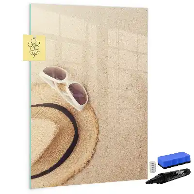 Pizarra magnética de cristal borrable de sobremesa con base de madera
