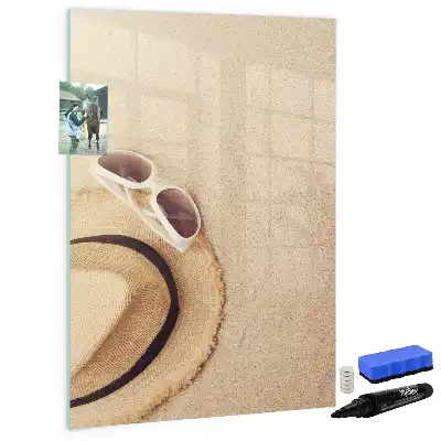 Pizarra magnética de cristal borrable de sobremesa con base de madera