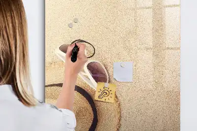Pizarra magnética de cristal borrable de sobremesa con base de madera