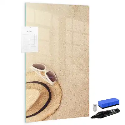 Pizarra magnética de cristal borrable de sobremesa con base de madera