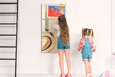 Pizarra magnética de cristal borrable de sobremesa con base de madera