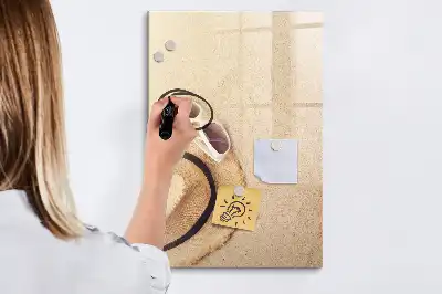 Pizarra magnética de cristal borrable de sobremesa con base de madera