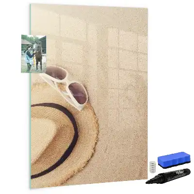 Pizarra magnética de cristal borrable de sobremesa con base de madera