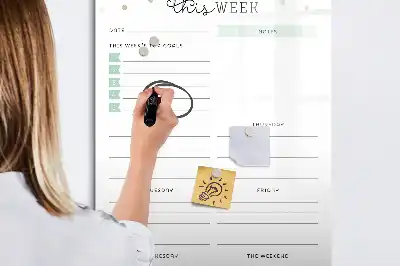 Pizarra magnética decorativa con rotulador diseño plan de la semana