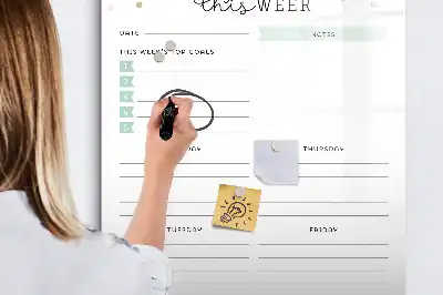 Pizarra magnética decorativa con rotulador diseño plan de la semana