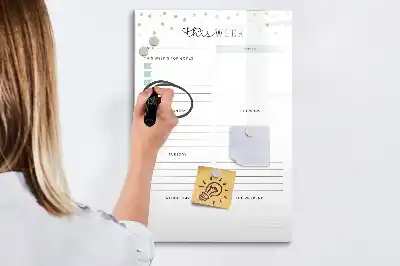 Pizarra magnética decorativa con rotulador diseño plan de la semana