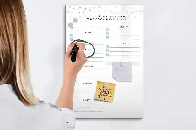 Planificador de comidas pizarra magnética borrable de cristal