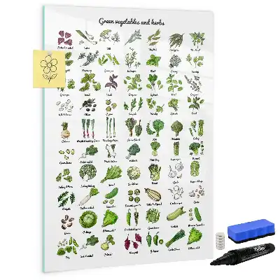 Pizarra magnética decorativa con rotulador diseño de verduras verdes