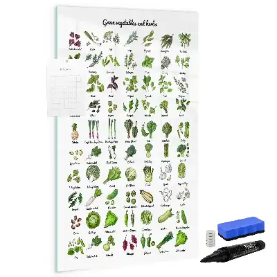 Pizarra magnética decorativa con rotulador diseño de verduras verdes
