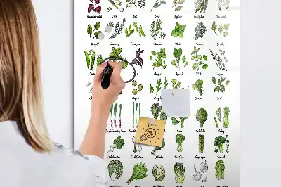 Pizarra magnética decorativa con rotulador diseño de verduras verdes