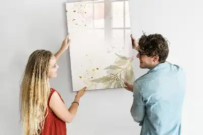 Pizarra magnética borrable de cristal con diseño de abstracción dorada de verduras