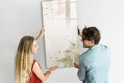 Pizarra magnética borrable de cristal con diseño de abstracción dorada de verduras