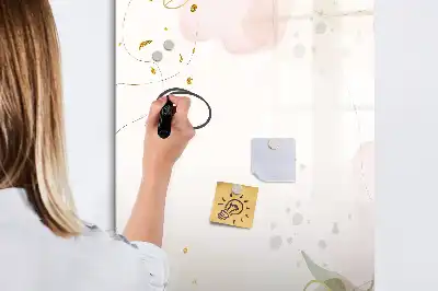 Pizarra magnética borrable de cristal con diseño de abstracción dorada de verduras