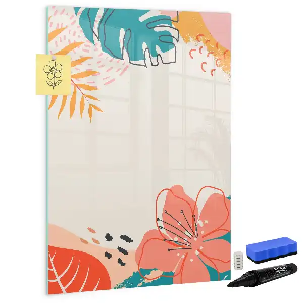 Pizarra magnética de cristal borrable diseño flor de verano