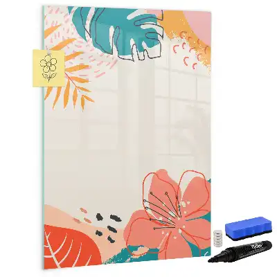 Pizarra magnética de cristal borrable diseño flor de verano