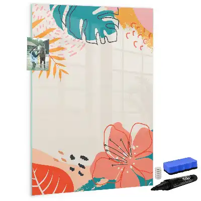 Pizarra magnética de cristal borrable diseño flor de verano
