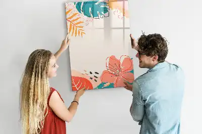 Pizarra magnética de cristal borrable diseño flor de verano
