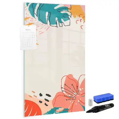 Pizarra magnética de cristal borrable diseño flor de verano