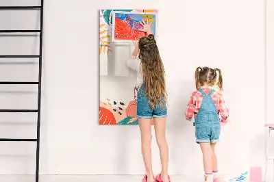 Pizarra magnética de cristal borrable diseño flor de verano