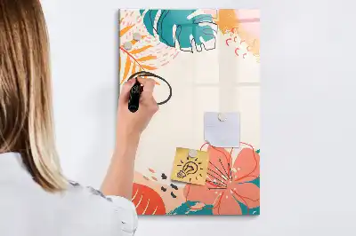 Pizarra magnética de cristal borrable diseño flor de verano