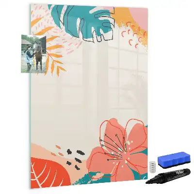 Pizarra magnética de cristal borrable diseño flor de verano
