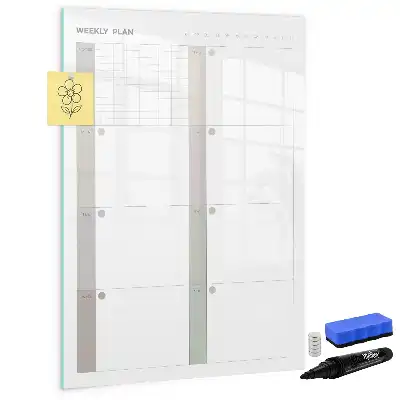 Pizarra magnética de cristal borrable planificador semanal