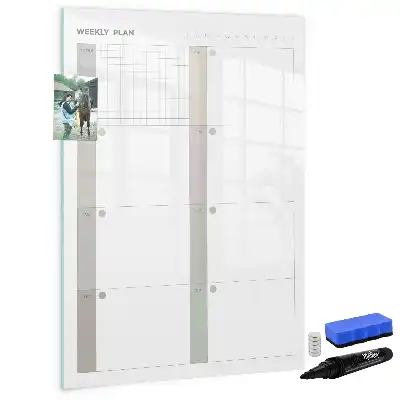 Pizarra magnética de cristal borrable planificador semanal