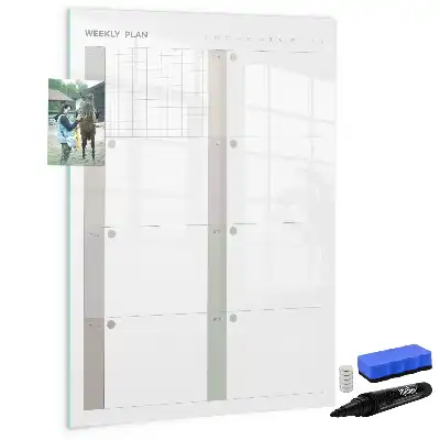 Pizarra magnética de cristal borrable planificador semanal