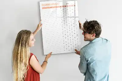 Pizarra magnética decorativa diseño para lista de limpieza con rotulador