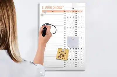 Pizarra magnética decorativa diseño para lista de limpieza con rotulador