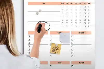Pizarra magnética borrable de cristal para lista de limpieza