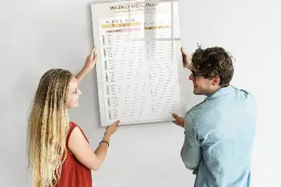 Pizarra magnética decorativa con rotulador diseño de menú semanal