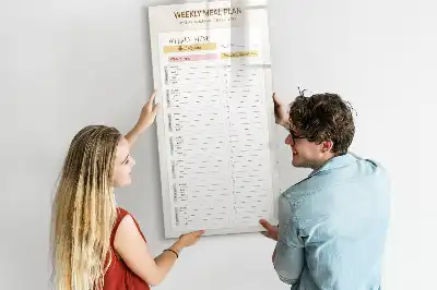 Pizarra magnética decorativa con rotulador diseño de menú semanal