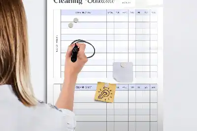 Pizarra magnética decorativa con rotulador para plan de limpieza