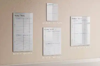Pizarra magnética decorativa con rotulador para plan de limpieza