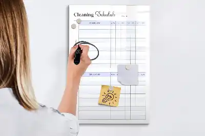 Pizarra magnética decorativa con rotulador para plan de limpieza